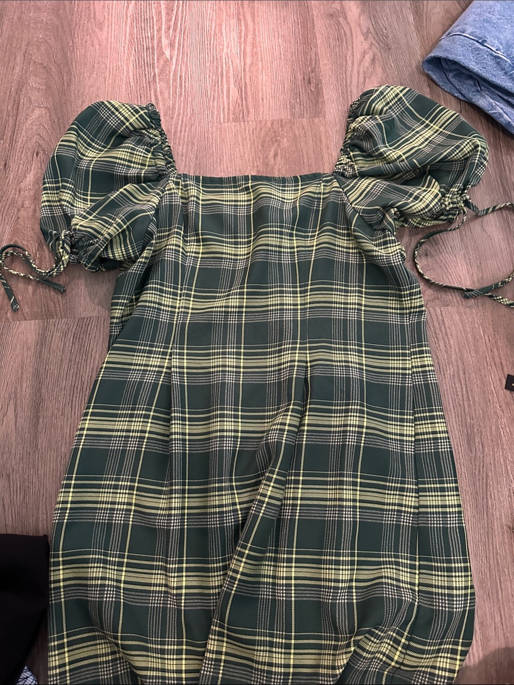Nordstrom Green and Yellow Plaid Mini Dress